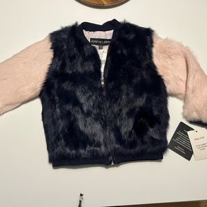 Adrienne landau- size 6/8 kids jacket authentic rabbit fur